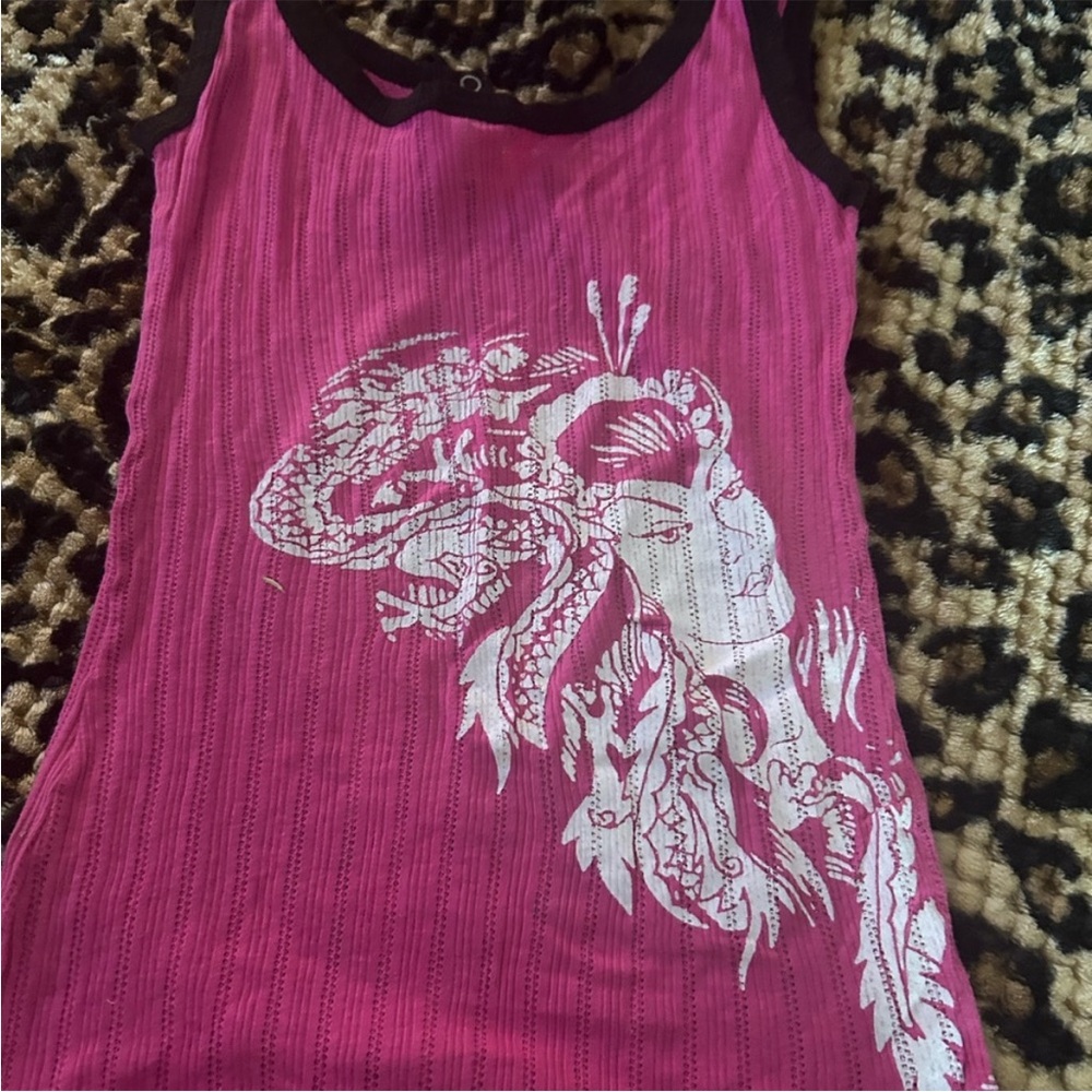 Rare Ed Hardy Pink Tank Top  with Graphic Design - Picture 3 of 5